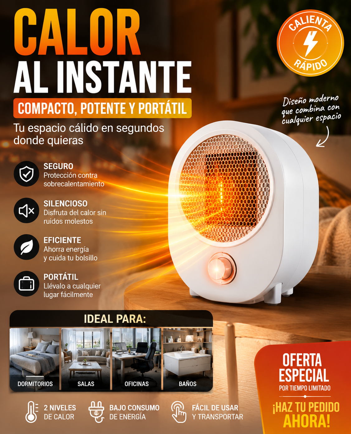 Estufa portátil de bajo consumo